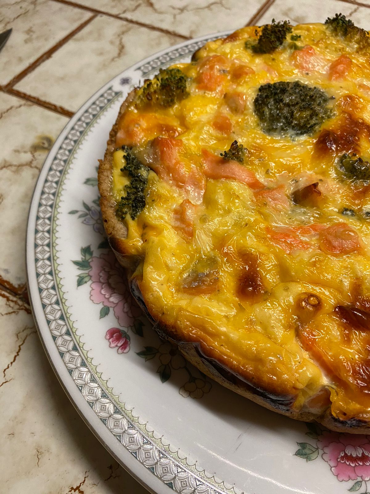 Quiché de pollo y coliflor